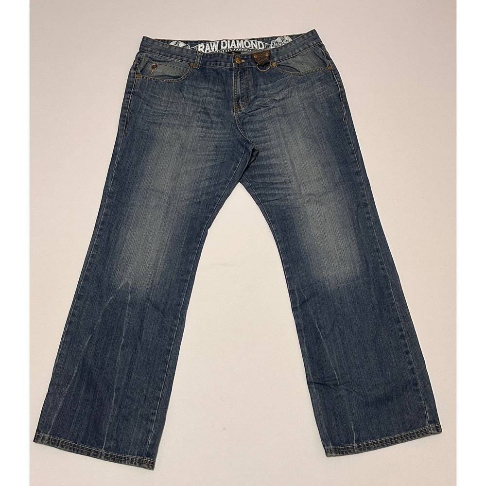 Raw Diamond Baggy Wide Leg Jeans Mens 40 Blue Denim Skater Y2K Streetwear